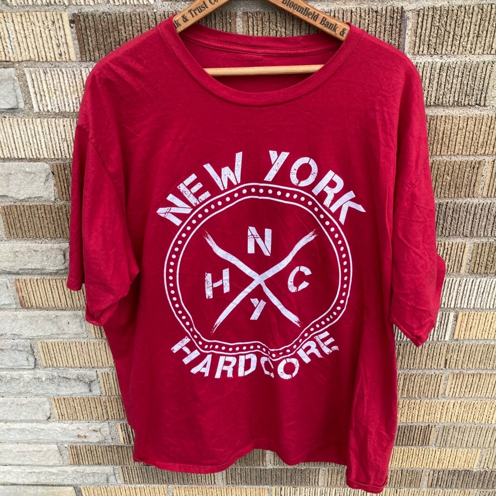 New York Hardcore NYHC Mens XL Graphic T-Shirt Red Short Sleeve Streetwear